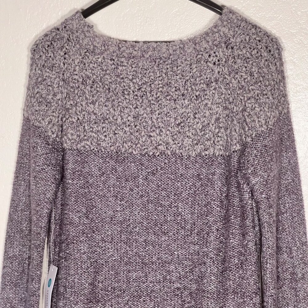 Fate Clarina Textured Knit Purple Sweater M Womens Cozy Lightweight Long Sleeve - Picture 6 of 15